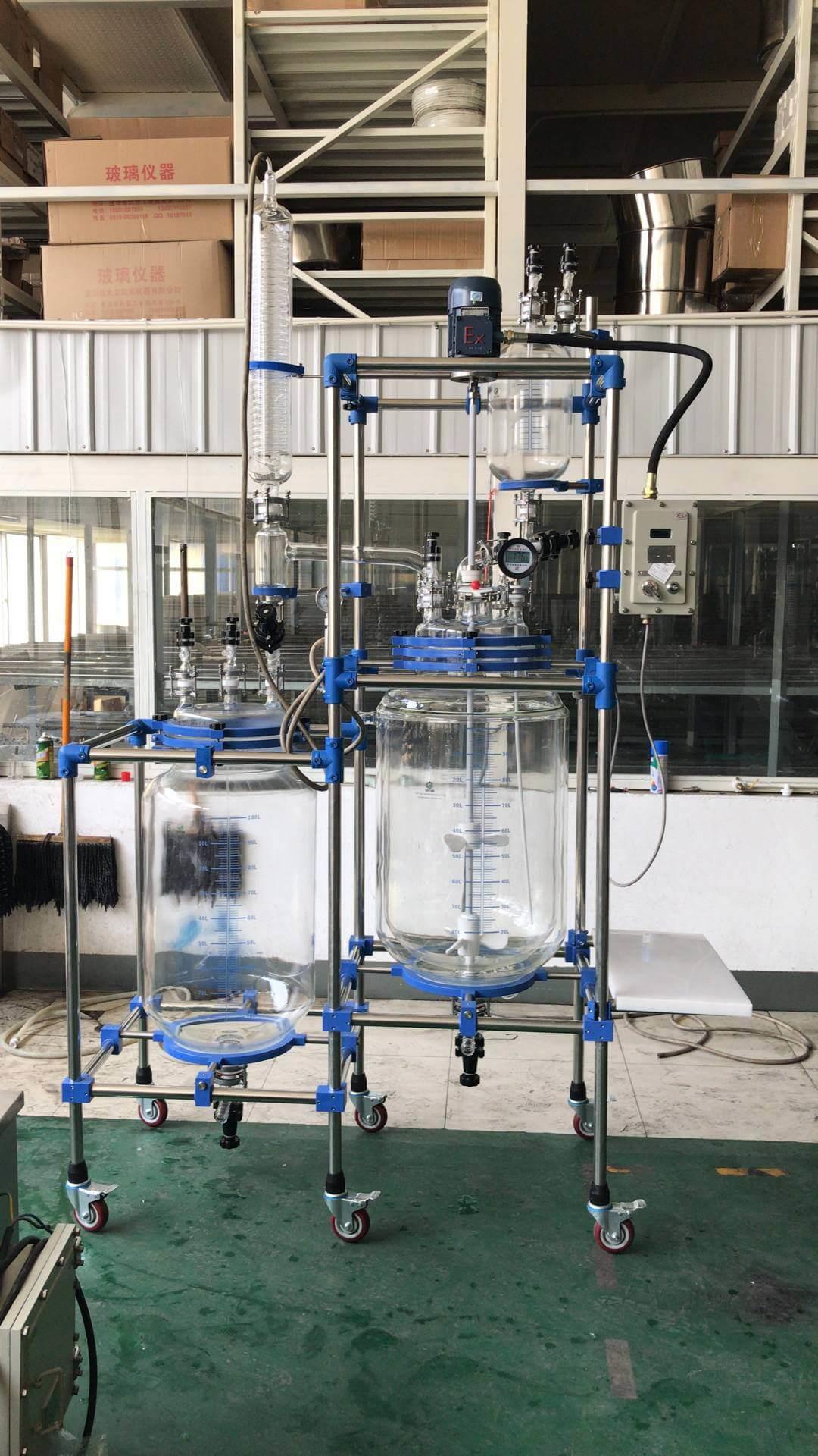 100L jacketed glass reactor for sale